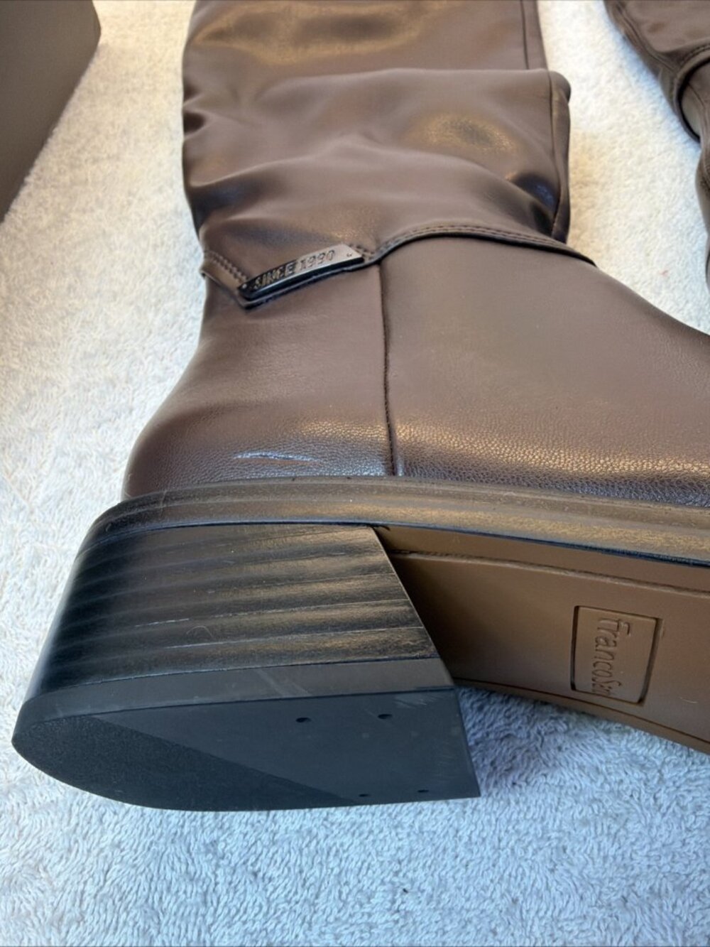 Franco Sarto Geralyn Knee High Boots Square Toe Brown Side Zip Women SZ 9 NEW - Picture 3 of 9